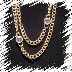 NWT 38" Gold link and Crystal necklace